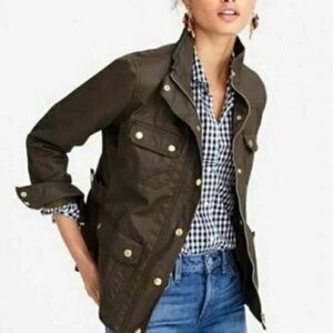J. Crew Olive Green Field Utility Jacket with Gold Hardware